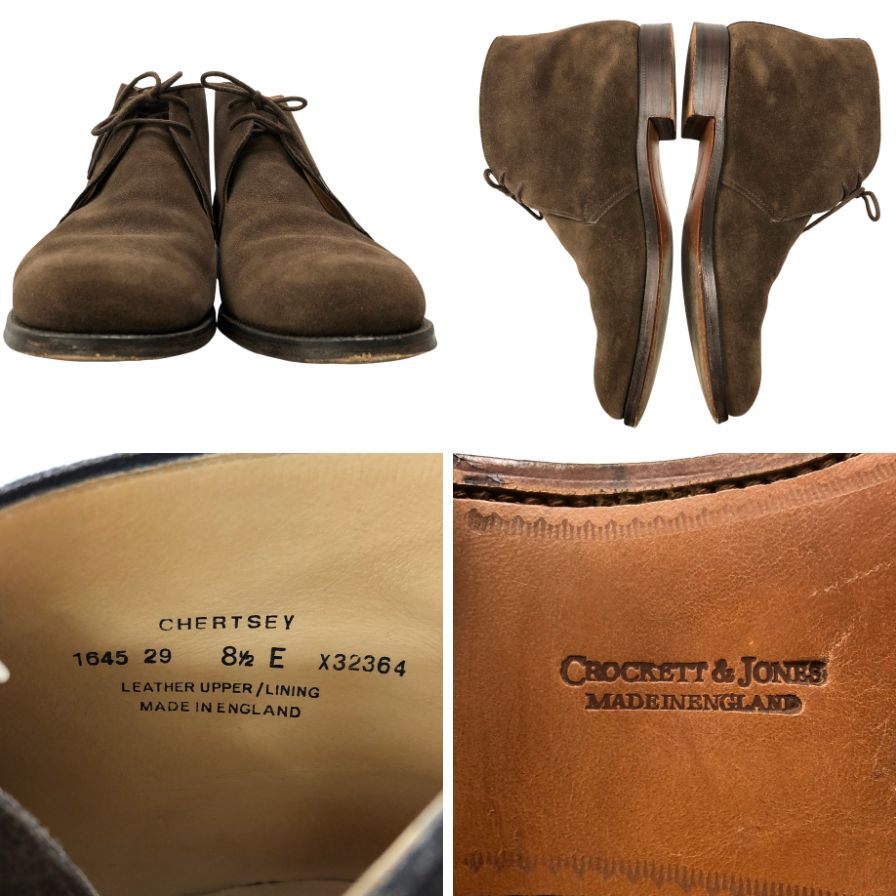 クロケット&ジョーンズ チャッカブーツ チャートシー スエード ブラウン メンズ サイズ8.5 CROCKETT&JONES CHERTSEY 約27.5cm【AFC41】