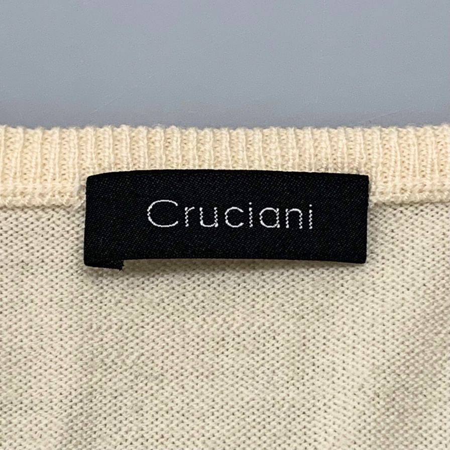 中古◆クルチアーニ ニット ウール100% Vネック メンズ サイズ48 アイボリー Cruciani 【AFB28】