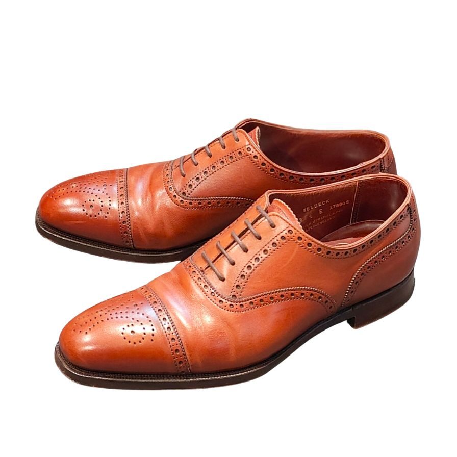 クロケット&ジョーンズ レザーシューズ セミブローグ ウェルベック ダイナイトソール ブラウン メンズ サイズ5E Crockett&Jones WELBECK ビジネスシューズ 約24.5cm【LA】【中古】