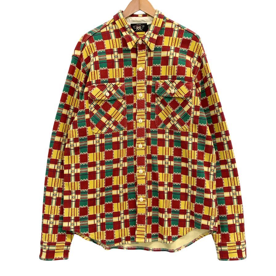 美品◆ダブルアールエル ラルフローレン 一つ星タグ 総柄 コットンシャツ メンズ サイズ XL RRL RALPH LAUREN 【AFB7】