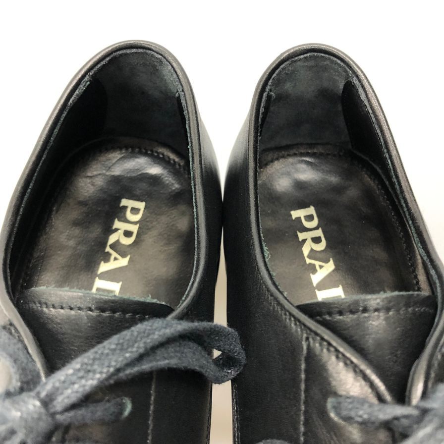 プラダ レザーシューズ プレーントゥ 本革 ブラック メンズ サイズ5.5 PRADA 約24.0cm【AFC7】