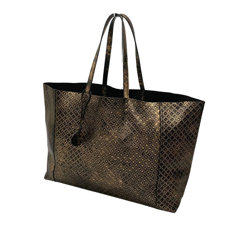 美品◆ボッテガヴェネタ トートバッグ イントレッチオミラージュ レザー ゴールド×ブラック レディース Bottega Veneta【AFE6】