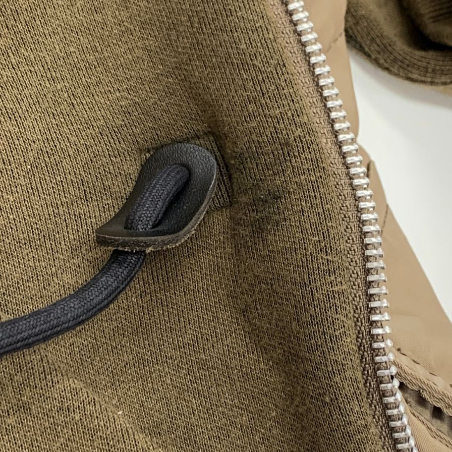 美品◆サカイ ジップアップパーカー Sponge Sweat x Nylon Twill Hoodie カーキ レディース サイズ2 SCW-077 Sacai 【AFB7】