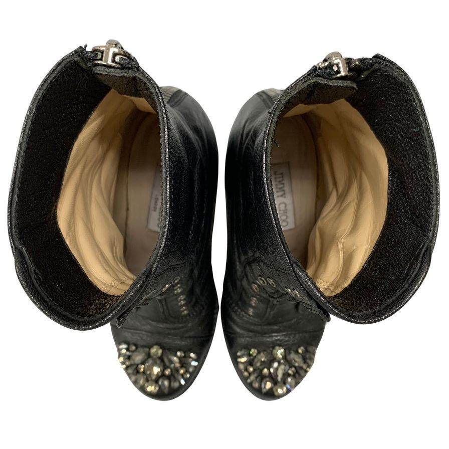 ジミーチュウ ジップアップブーツ カーフ サイズ35 レディース ブラック JIMMY CHOO 約22.5cm【AFC47】
