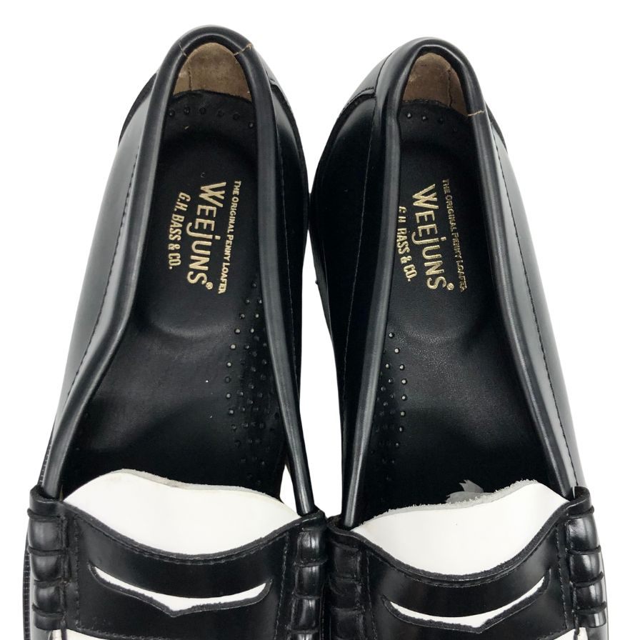 ジーエイチバス ローファー ウィージャンズ ラーソン サイズ8.0 メンズ ブラック ホワイト G.H.Bass&Co. WEEJUNS LARSON ローファー 約26.5cm【LA】【中古】