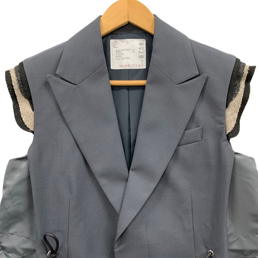 極美品◆サカイ 23AW ベスト ジレ Suiting Mix Vest 23ー06756 グレー レディース サイズ1 Sacai 【AFB30】