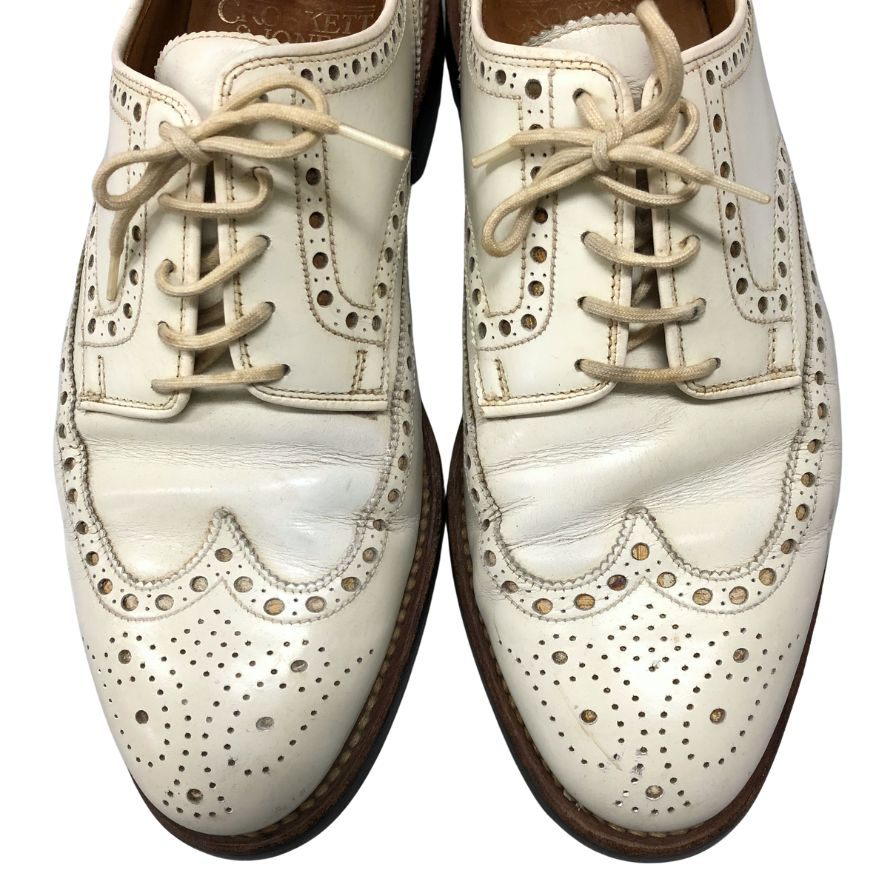 クロケット&ジョーンズ ゴルフシューズ バークデール メンズ サイズ6ハーフ ホワイト ウィングチップ Crockett&Jones 約25.0cm【AFC1】