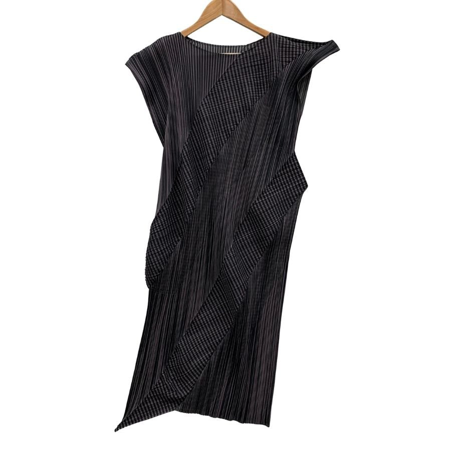 極美品◆イッセイミヤケ プリーツプリーズ ワンピース PP43JH443 マルチカラー グレイ系 サイズ3 ISSEY MIYAKE PLEATS PLEASE 【AFB48】