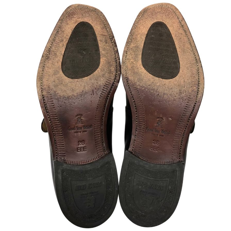 スコッチグレイン ヒロカワ レザーシューズ シングルモンク ストラップ F-4537 ブラック メンズ サイズ26 Scotch grain HIROKAWA 約26.0cm【AFC35】