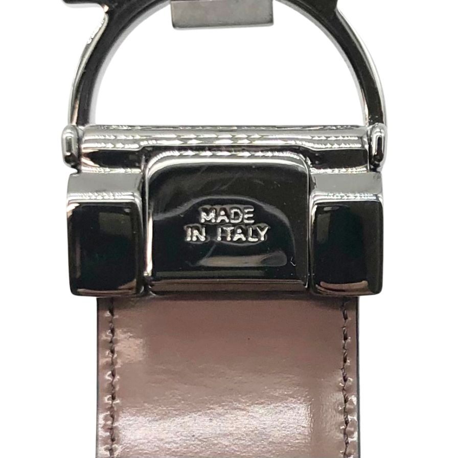 サルバトーレ フェラガモ ベルト ガンチーニ 金具 バックル レザー ブラック シルバー Salvatore Ferragamo【AFI21】