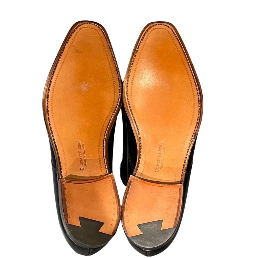 クロケット&ジョーンズ トレーディングポスト別注 レザーブーツ チャッカ テットベリー ブラック サイズUK7E CROCKETT&JONES TETBURY ビジネスシューズ 約26.0cm【LA】【中古】