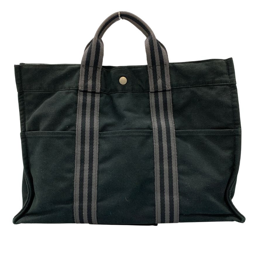 エルメス ハンドバッグ フールトゥー MM キャンバス ハンドバッグ レディース ブラック HERMES【AFE3】