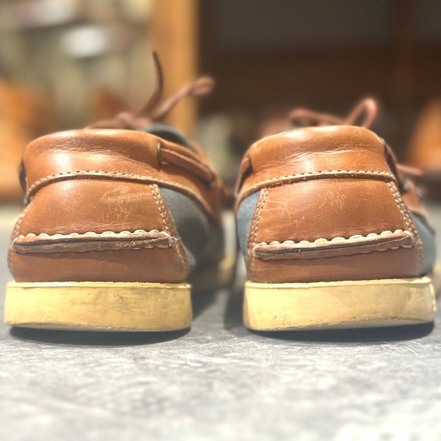 パラブーツ レザーデッキシューズ バース ブルーブラウンコンビ メンズ UK8 PARABOOT デッキシューズ 約26.5cm【LA】【中古】