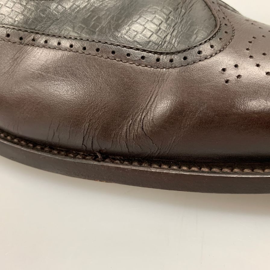 スコッチグレイン レザーシューズ 405 ウイングチップ 編み込 ブラックブラウンコンビ サイズ26 SCOTCH GRAIN 約26.0cm【AFC6】