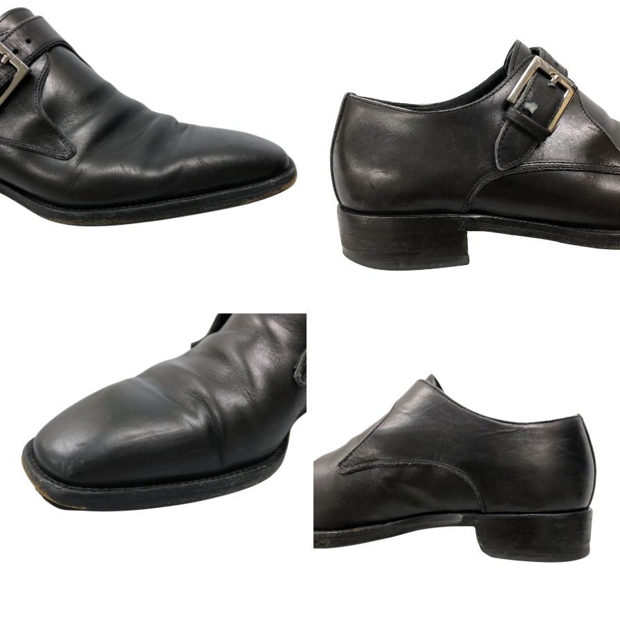 エルメネジルドゼニア レザーシューズ シングルモンク ブラック サイズ UK9EE Ermenegildo Zegna 約27.5cm【AFC30】