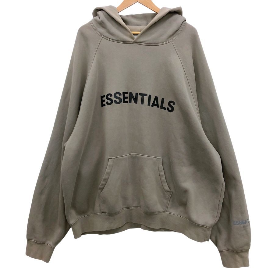 美品◆フィアオブゴッド エッセンシャルズ フロントロゴパーカー 裏起毛 メンズ サイズXL ブラウン系 Fear of God ESSENTIALS 【AFB19】