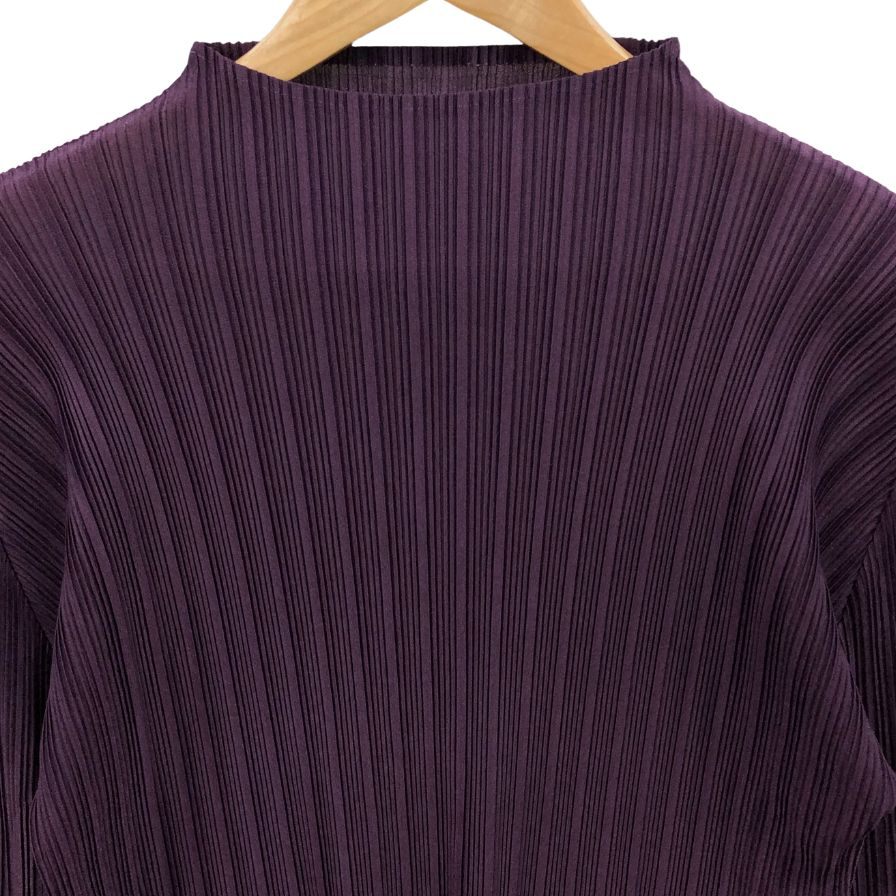極美品◆イッセイミヤケ プリーツプリーズ 長袖ニット PP33FK333 パープル サイズ3 ISSEY MIYAKE PLEATS PLEASE 【AFB44】