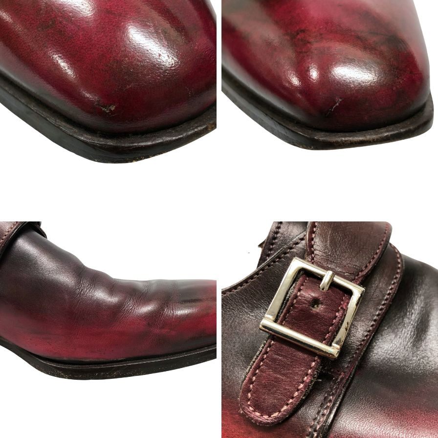 フランチェスコ ベニーニョ レザーシューズ 3467 シングルモンク サイズ6 レッド メンズ Francesco Benigno 約24.5cm【AFC32】