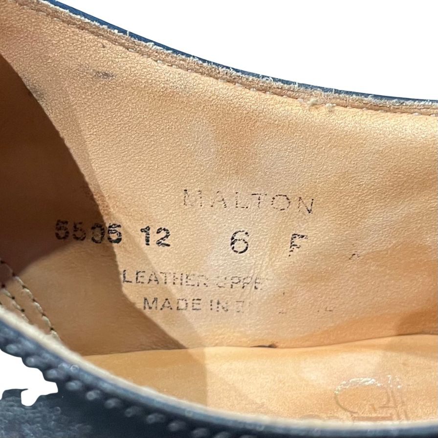 クロケット&ジョーンズ レザーシューズ トレーディングポスト別注 MALTON セミブローグ ブラック メンズ サイズUK6E CROCKETT&JONES 約24.5cm【LA】【中古】