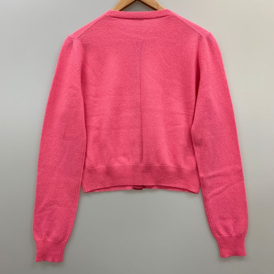 極美品◆ミュウミュウ カーディガン クルーネック カシミア100% レディース サイズ44 ピンク miumiu 【AFB28】