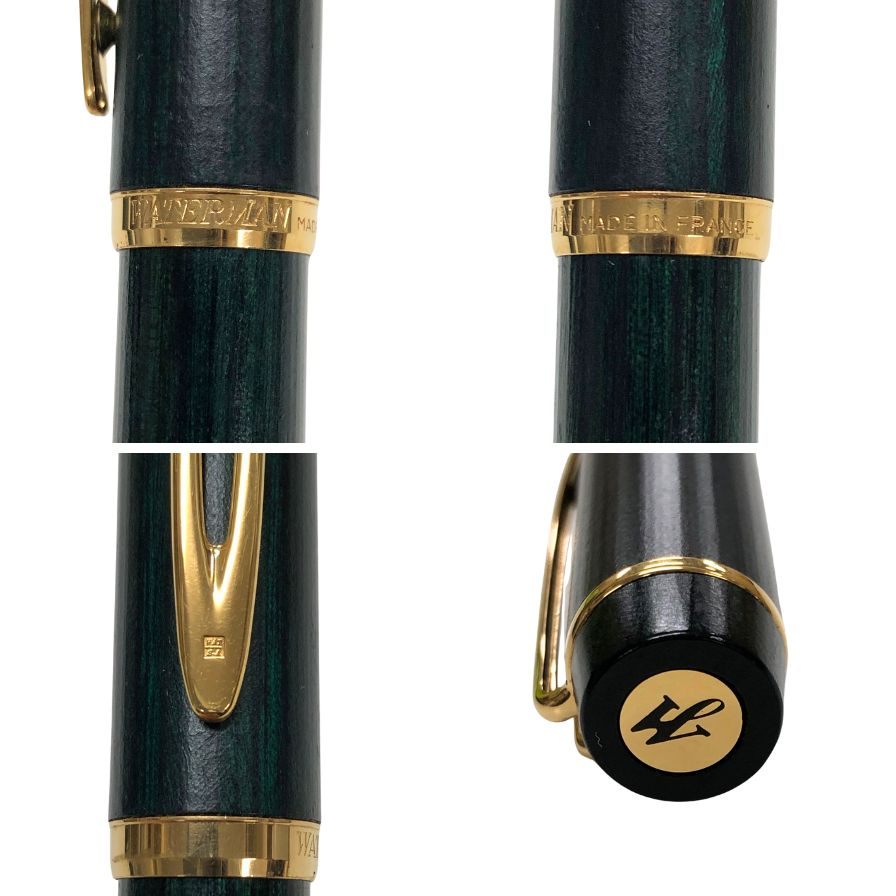 ウォーターマン 万年筆 アイデアル 木目調 ペン先 18K 750 グリーン ゴールド WATERMAN【AFI14】