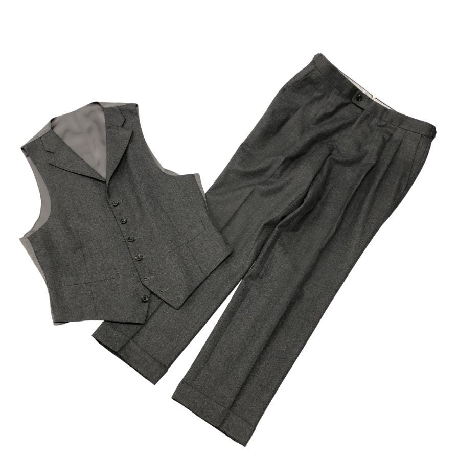 麻布テーラー スリーピース パンツ オーダースーツ フランネル カノニコ グレー系 メンズ サイズオーダー AZABU TAILOR【AFA19】