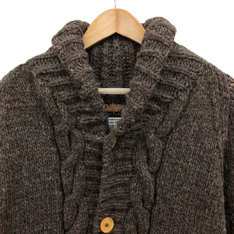 美品◆アーバンリサーチ ドアーズ ハンドニット 木製ボタン ペルー製 メンズ サイズL ブラウン URBAN RESEARCH DOORS 【AFB26】