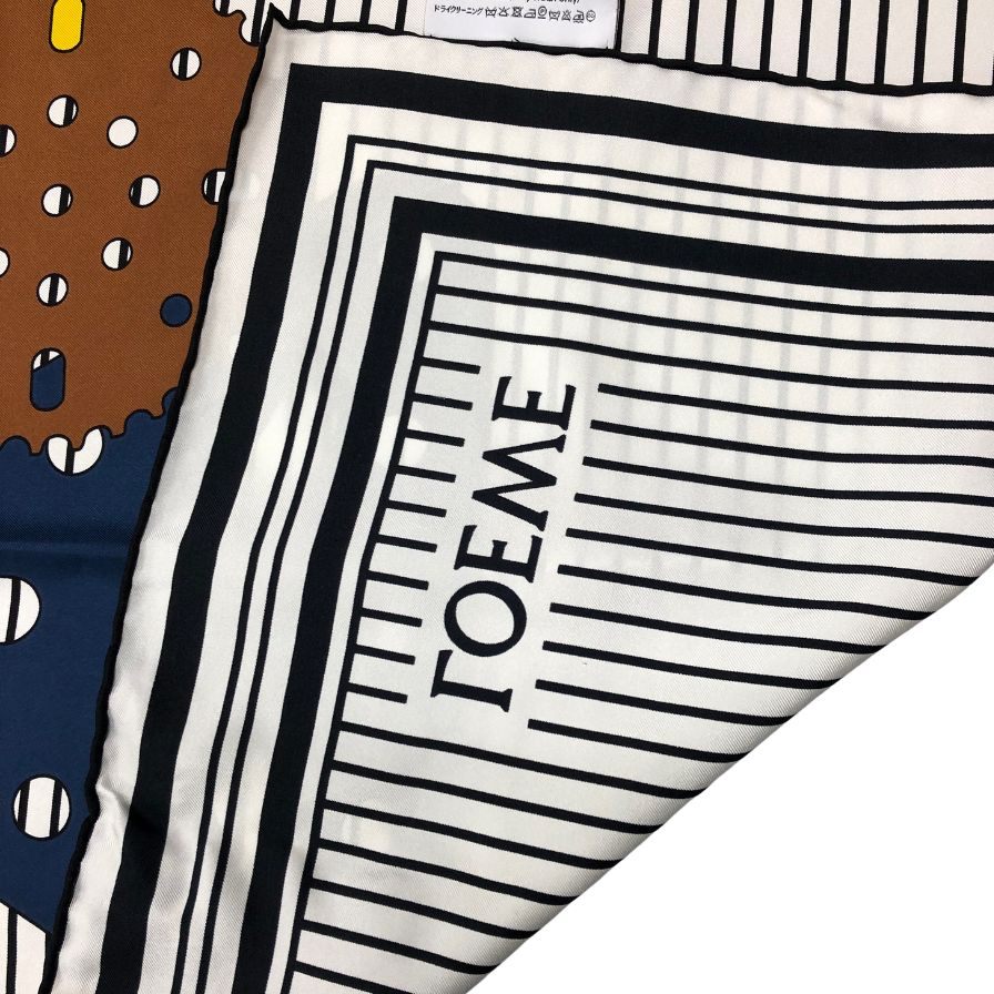 ロエベ 15AW メカノピンデザイン スカーフ シルク100% レディース 86cm×86cm マルチ柄 LOEWE【AFI20】