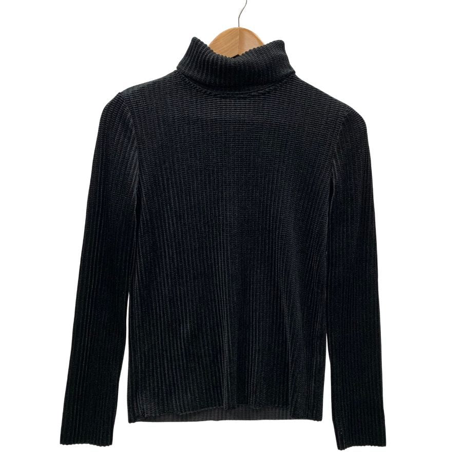 美品◆スペッチオ タートルネック ロングスリーブ トップス No.422-108 プリーツ ベロア風 ブラック レディース サイズ40 SPECCHIO 【AFB21】