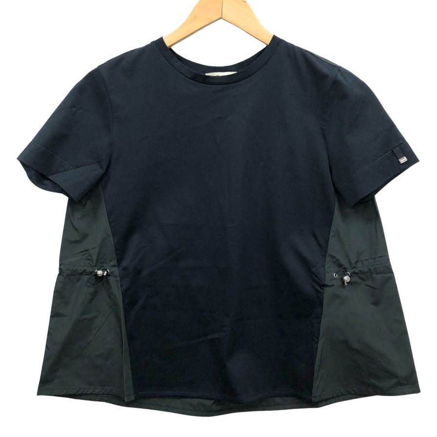 新品同様◆ヘルノ Tシャツ 切替し ナイロン ブラック レディース サイズ40 HERNO 【AFB25】