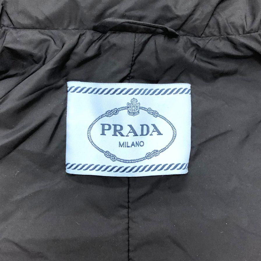 美品◆プラダ 15AW ナイロンコート ドローストリング ダブルジップ ブラック レディース サイズ36 PRADA 【AFA22】