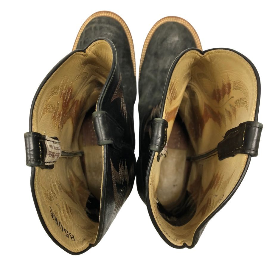 アンダーソン ビーン ブーツ カンパニー ローパーブーツ オーストリッチ&レザーコンビ メンズ サイズ8D ブラック ANDERSON BEAN BOOT COMPANY 約27.0cm【AFC44】