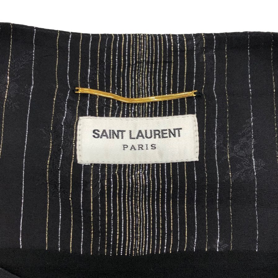 極美品◆サンローラン パリ ノースリーブ ワンピース シルク 2019 レディース サイズ42 ブラック SAINT LAURENT PARIS 【AFB13】