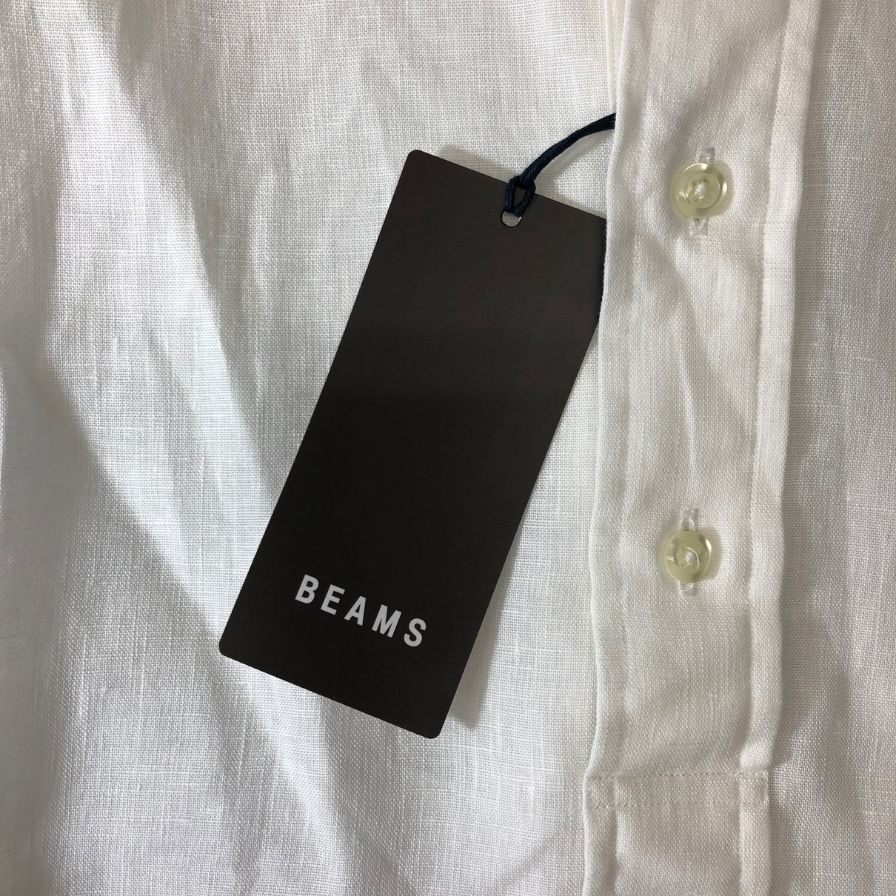 中古◆ビームス ブルックスブラザーズ 別注 半袖 リネン プルオーバー シャツ ホワイト Mサイズ BEAMS 【AFB2】