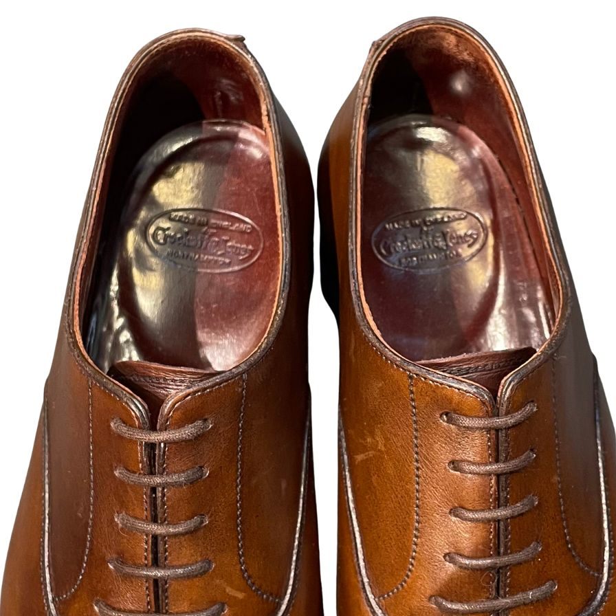 クロケット&ジョーンズ オードリー レザーシューズ 9447 ストレートチップ サイズ7E メンズ ブラウン系 CROCKETT&JONES AUDLEY ビジネスシューズ 約26.0cm【LA】【中古】