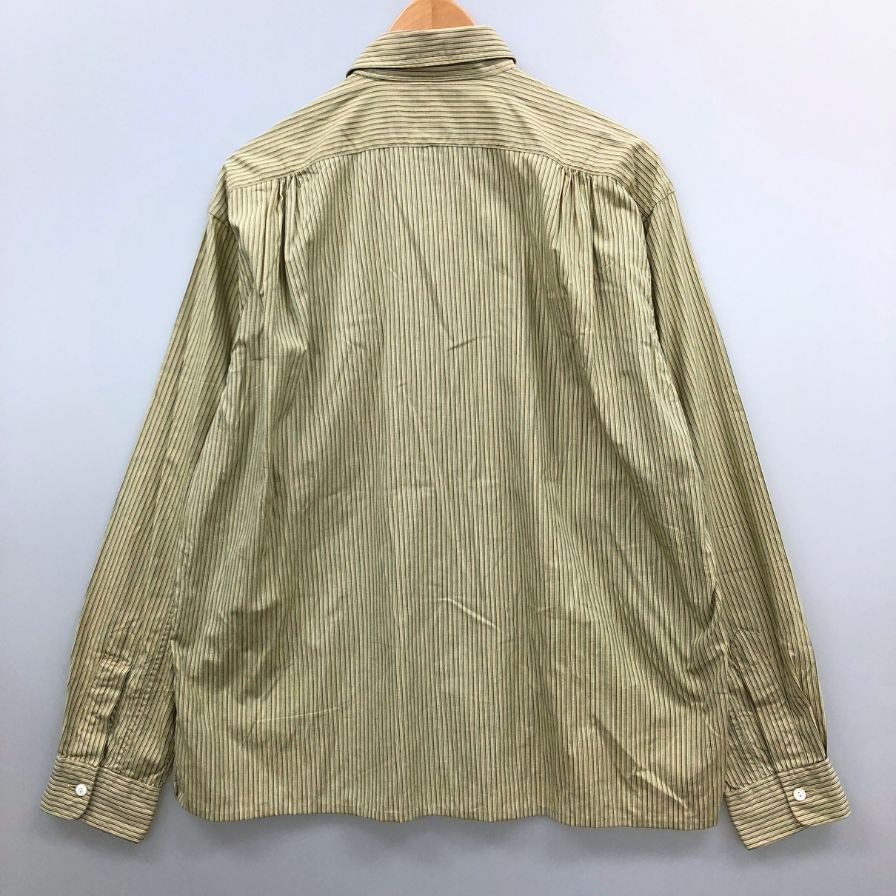 中古◆ダブルアールエル ラルフローレン 90S ストライプシャツ 三ツ星タグ ベージュ サイズM メンズ RRL RALPH LAUREN 【AFB37】