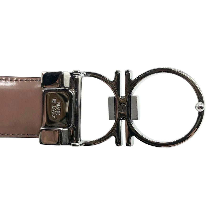 サルバトーレ フェラガモ ベルト ガンチーニ 金具 バックル レザー ブラック シルバー Salvatore Ferragamo【AFI21】