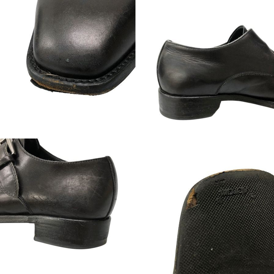 エルメネジルドゼニア レザーシューズ シングルモンク ブラック サイズ UK9EE Ermenegildo Zegna 約27.5cm【AFC30】