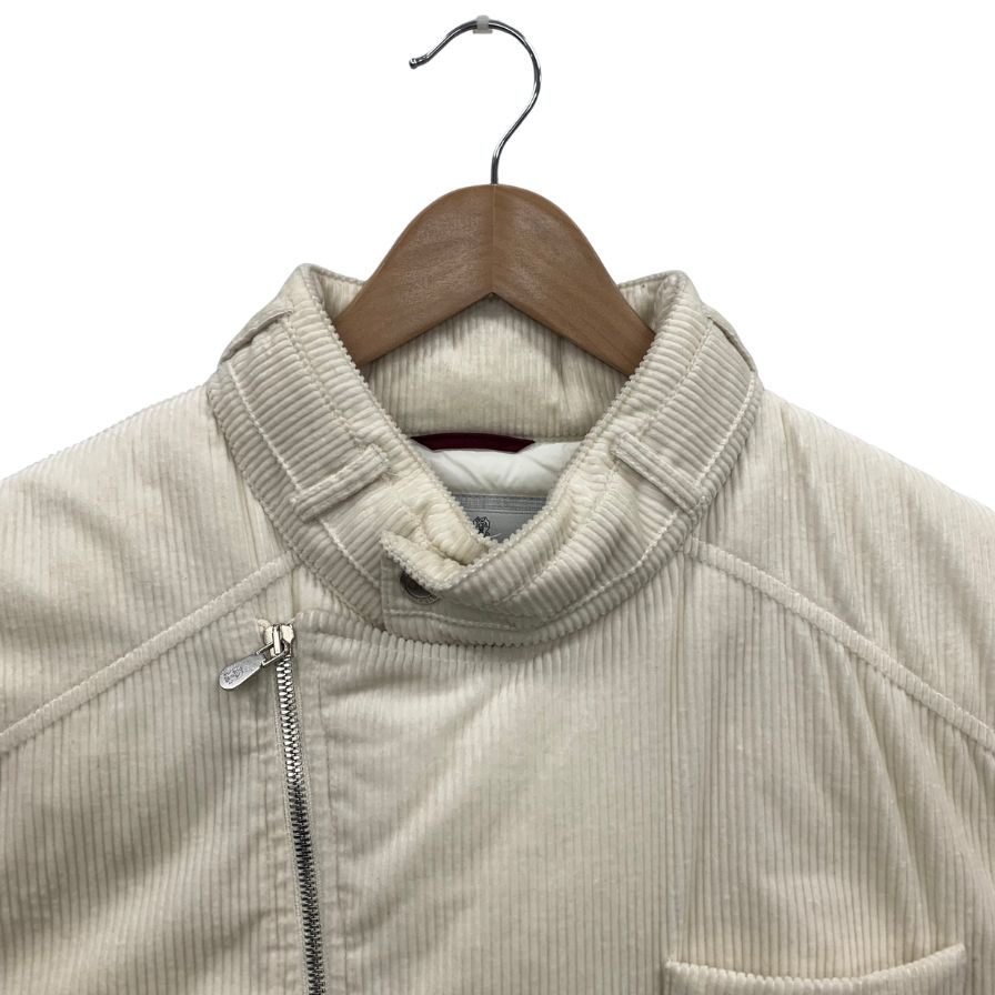 極美品◆ブルネロクチネリ ライダース風 コーデュロイ ダウンベスト ホワイト メンズ サイズL BRUNELLO CUCINELLI 【AFA16】