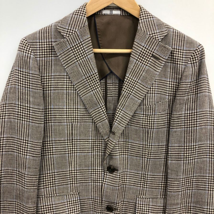 中古◆スーツセレクト リネンウール テーラードジャケット ドラゴ JSJ2052 ブラウン 千鳥格子 サイズA5 メンズ SUIT SELECT DORAGO 【AFB33】