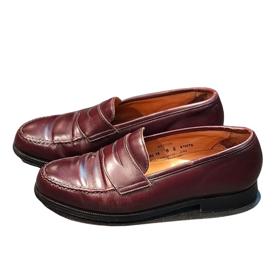クロケット&ジョーンズ レザーシューズ ボストン バーガンディ サイズUK6E Crockett&Jones ローファー 約24.5cm【LA】【中古】