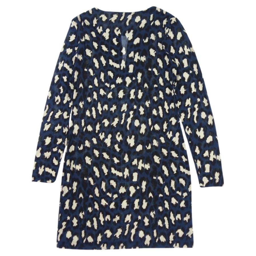 美品◆ダイアン フォン ファステンバーグ 長袖カットソー シルク 総柄 ブルー系 サイズ0 DIANE VON FURSTENBERG 【AFB33】