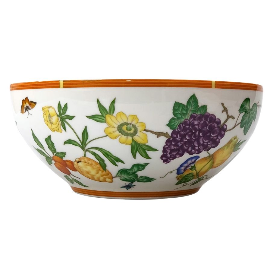 エルメス シエスタ ボウル 花柄 ホワイト 約25㎝ HERMES【AFI28】【中古】