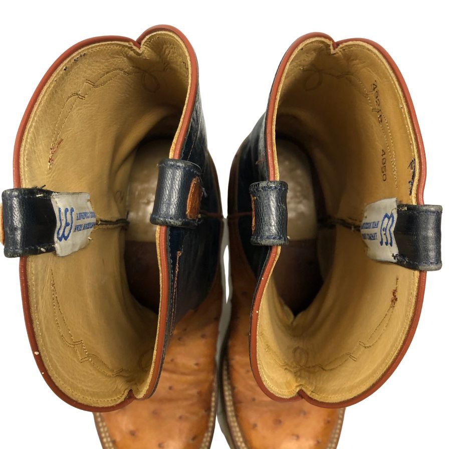 アンダーソン ビーン ブーツ カンパニー ローパーブーツ オーストリッチ&レザー コンビ メンズ サイズ8D ブラウン ネイビー ANDERSON BEAN BOOT COMPANY 約27.0cm【AFC54】