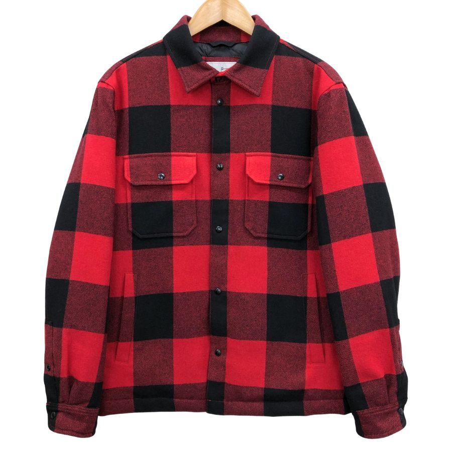 美品◆ウールリッチ ダウンシャツ ブロックチェック レッド サイズM メンズ WOOLRICH 【AFB52】