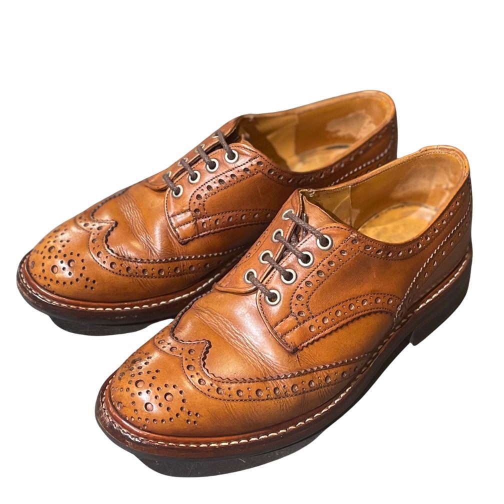 トリッカーズ バートン ウイングチップ M5633 ウィートキャバリエ ブラウン メンズ サイズUK8 Tricker's ビジネスシューズ 約27.0cm【LA】【中古】