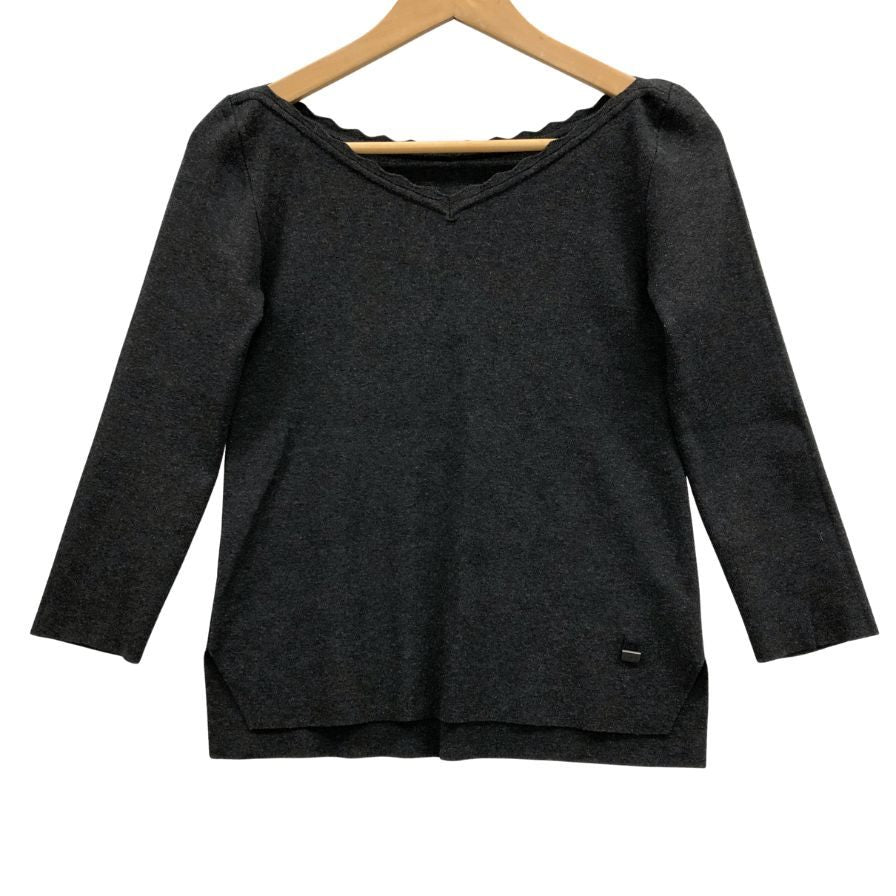 美品◆フォクシーニューヨーク ピンキングセーター カットソー トップス 31062 レディース サイズ 38 グレー FOXEY NEWYORK 【AFB23】
