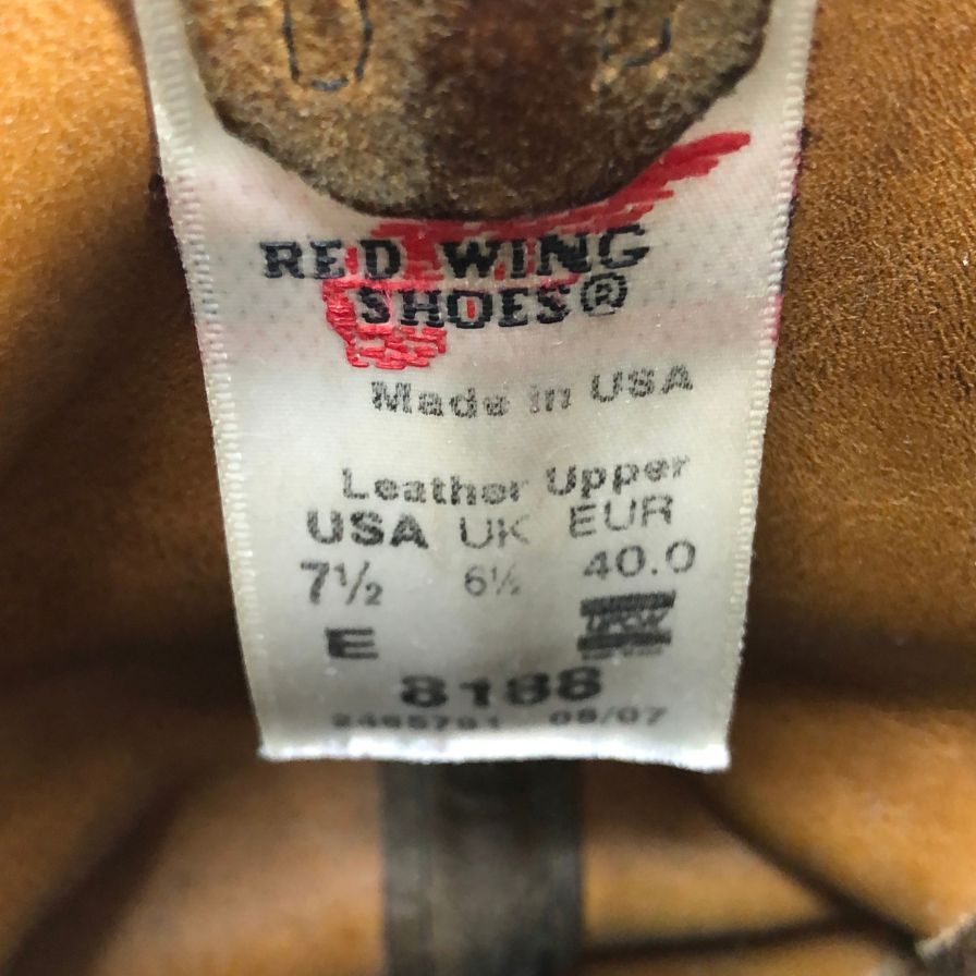 レッドウィング 8188 ペコスブーツ スエード プレーントゥ ブラウン サイズUS7.5E メンズ REDWING 約25.5cm【YB6】