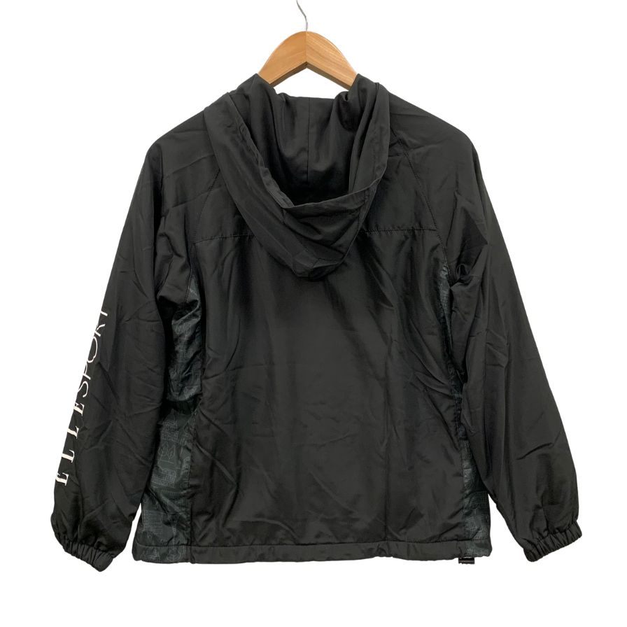 美品◆エルスポーツ パーカー 柄切替 裏地起毛 ブラック レディース サイズM ELLE SPORTS 【AFB21】
