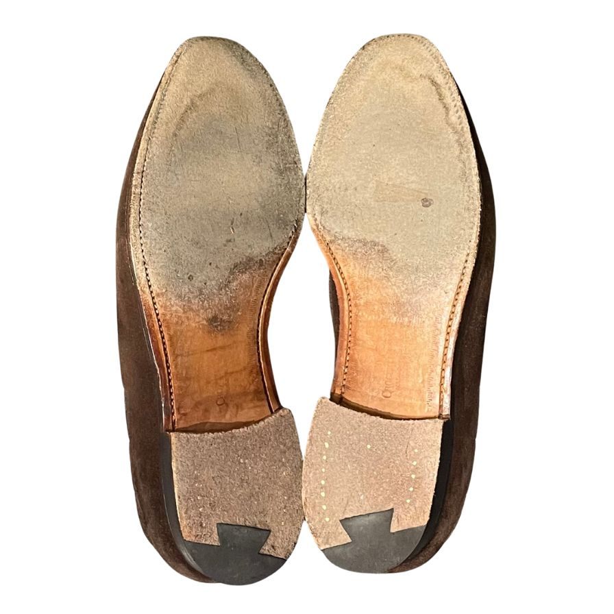 クロケット&ジョーンズ レザーシューズ キャベンデッシュ3 タッセルローファー スエード ブラウン メンズ サイズUK8E CROCKETT&JONES ローファー 約27.0cm【LA】【中古】